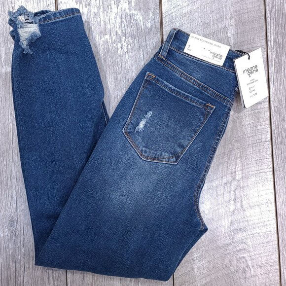 Insane Gene Jeans Womens 5 26 Boyfriend High Waisted Distressed Denim Biker - Picture 1 of 12